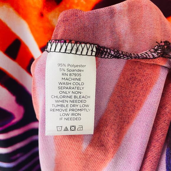 Susan Graver Liquid Knit size 1X V Neck abstract animal print colorful pullover - Picture 6 of 9